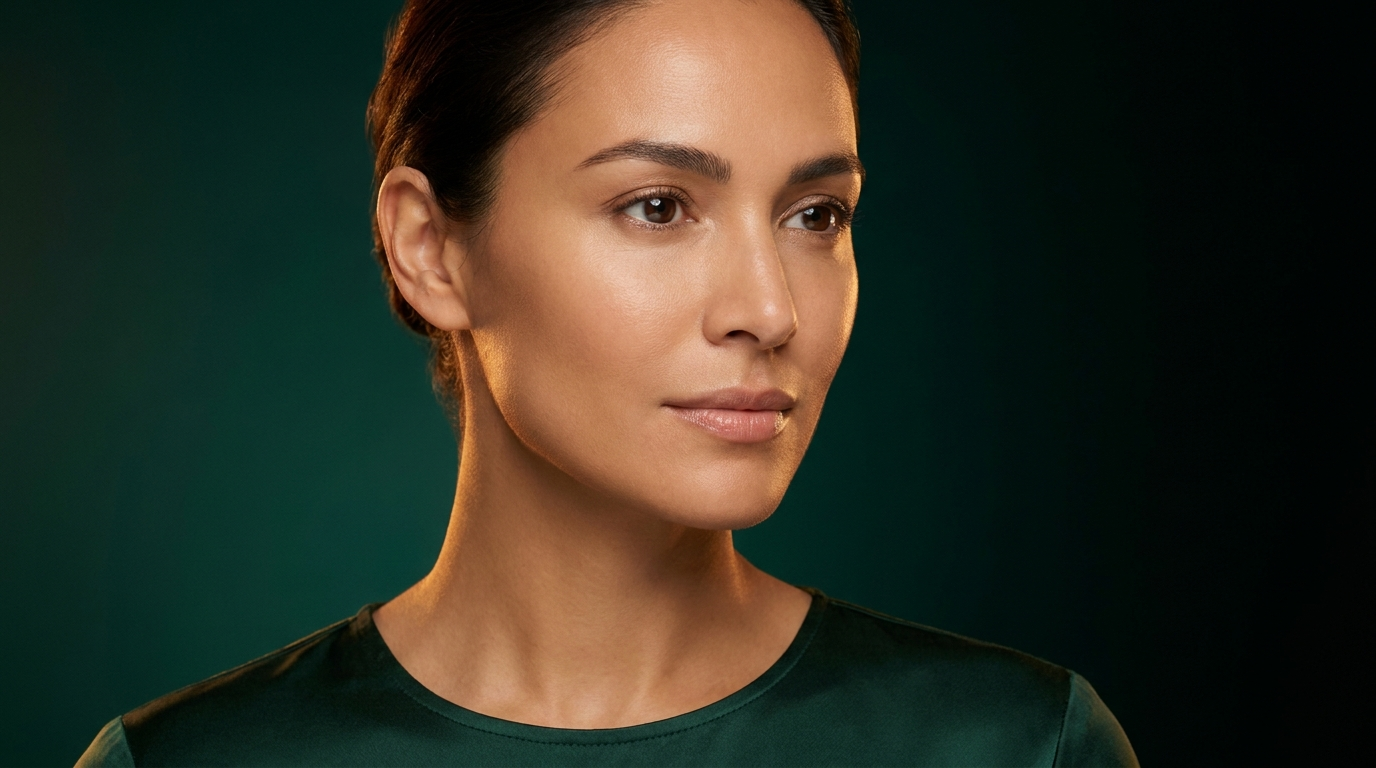 Portrait d'une femme au teint uniforme et lumineux, sans tache visible, illustrant l'objectif d'une creme visage anti-tache