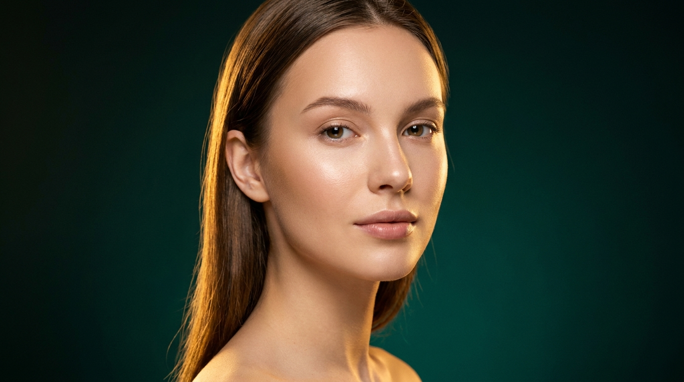 Jeune femme a la peau nette et reguliere, sans imperfection