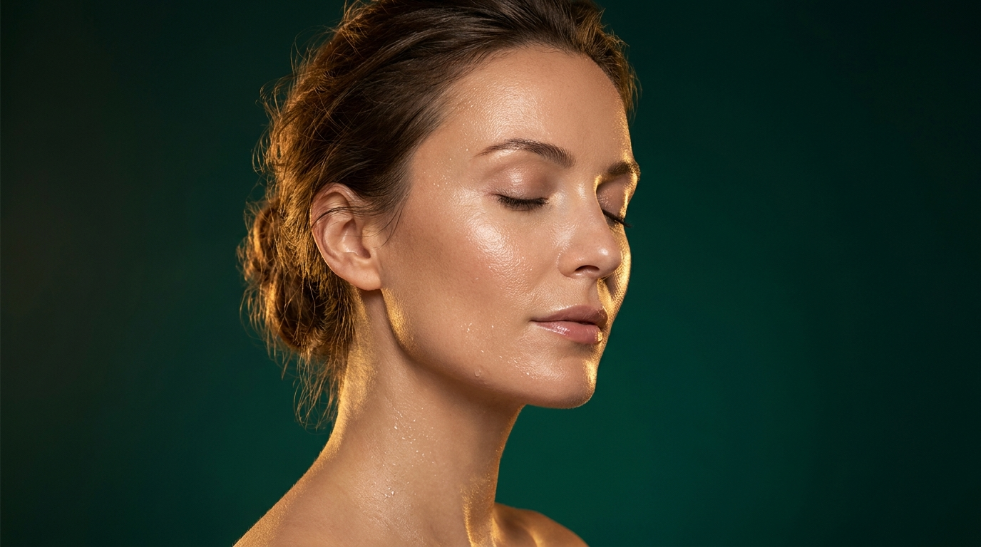 Femme a la peau repulpee et rebondie, fini rosee d hydratation