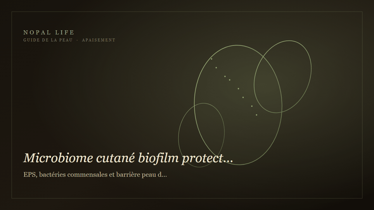 Microbiome cutané biofilm protecteur : EPS, bactéries commensales et barrière peau déshydratée - Nopal Life