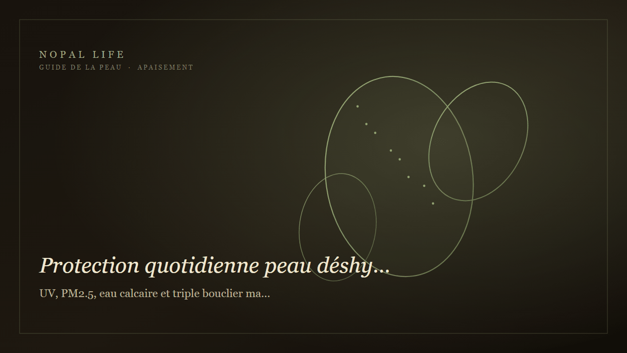 Protection quotidienne peau déshydratée sensible : UV, PM2.5, eau calcaire et triple bouclier matin - Nopal Life