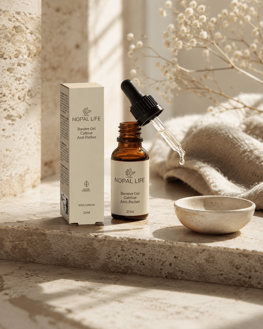 Application booster anti-cernes cafeine – Routine contour des yeux – Nopal Life