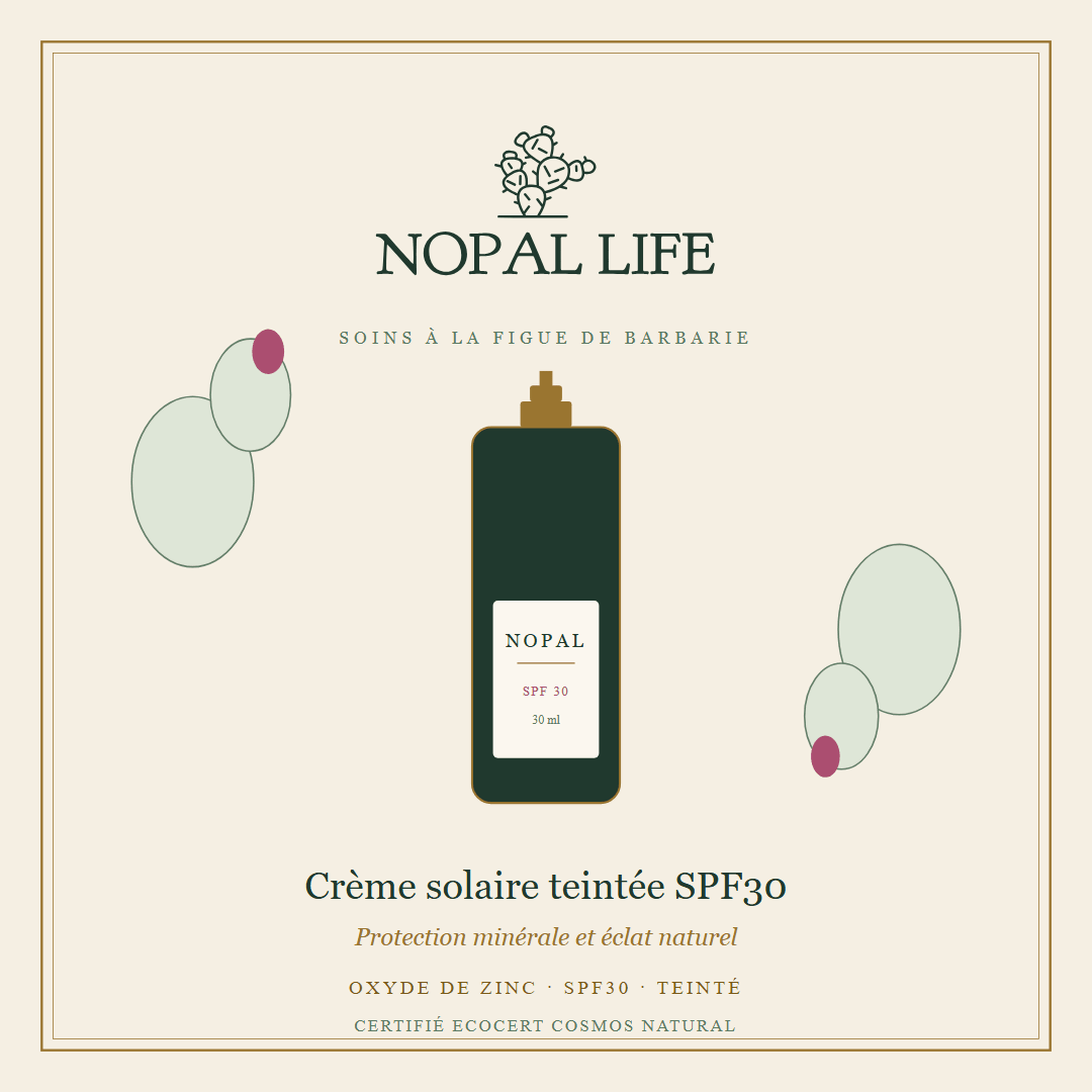 Crème solaire teintée SPF30 – Protection & Éclat naturel - Nopal Life
