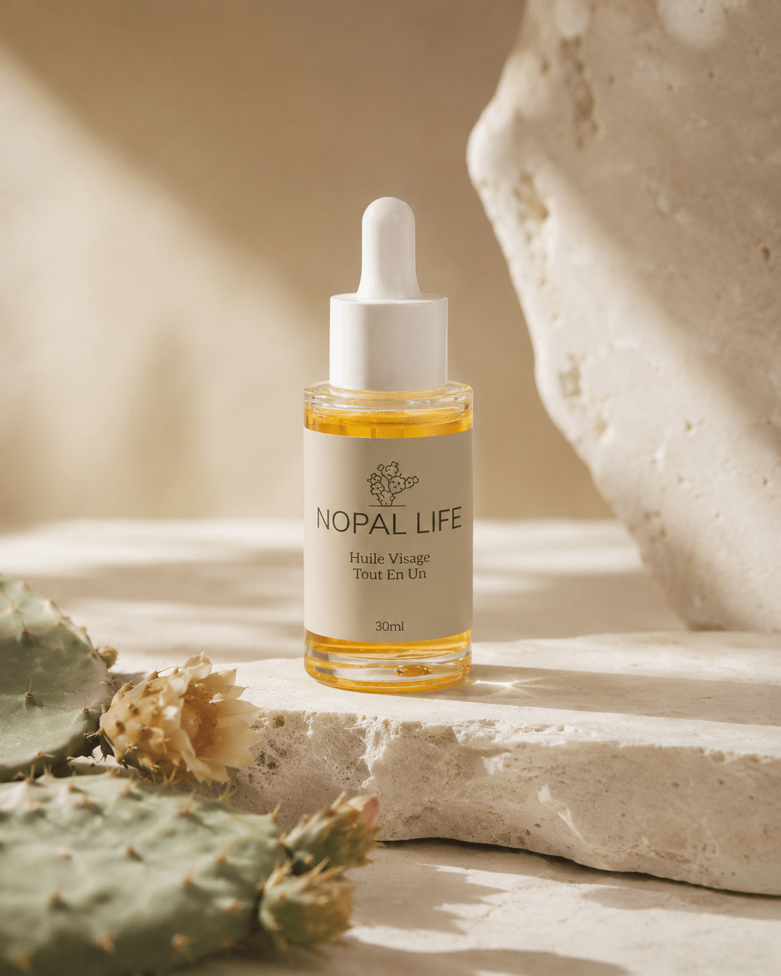 Huile visage vitamine E – Ingredients naturels antioxydants – Nopal Life
