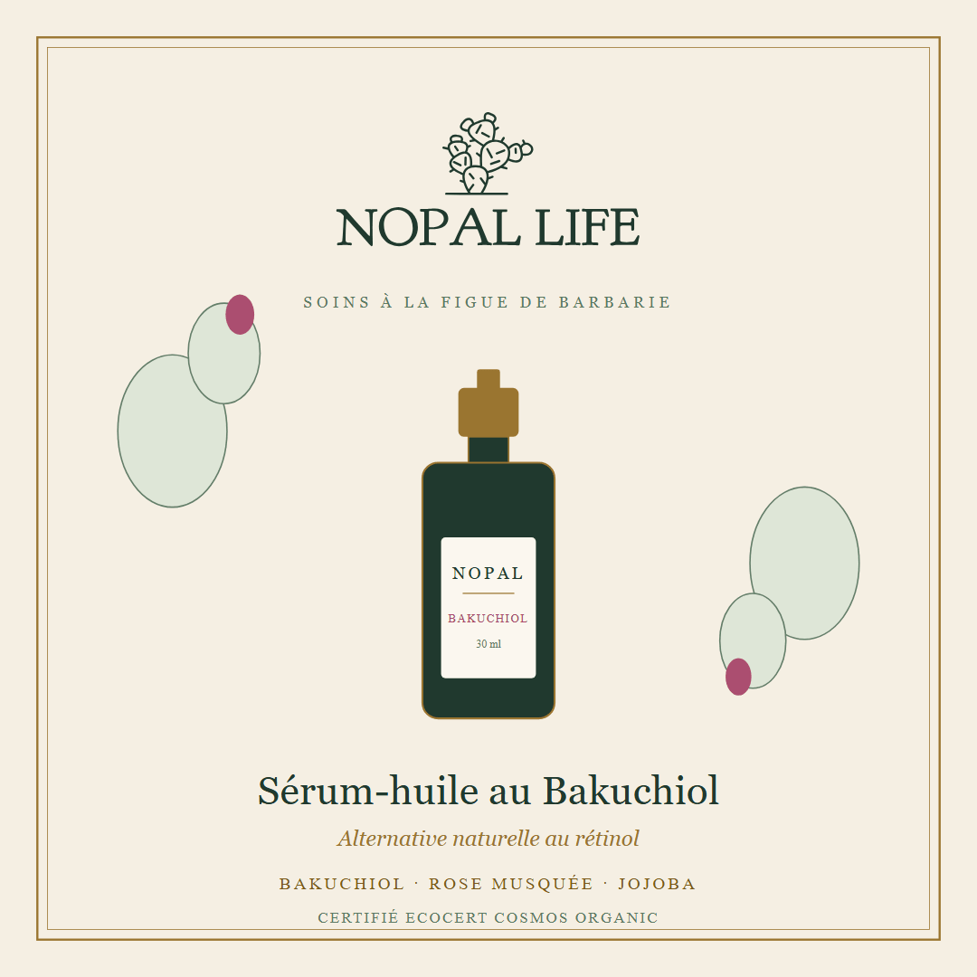 Sérum-huile au bakuchiol – Alternative naturelle au rétinol – Rides & Fermeté - Nopal Life