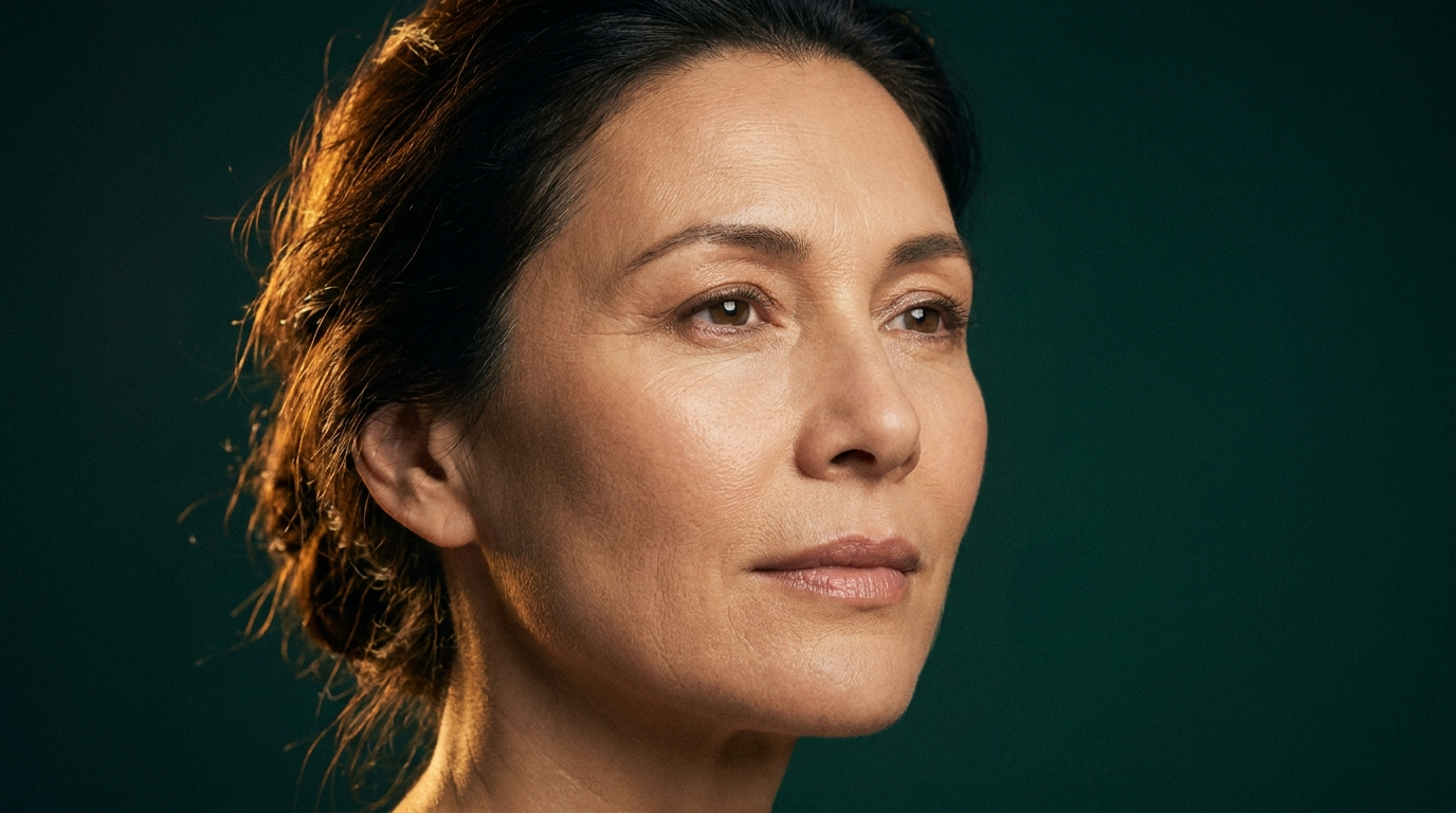 Femme au grain de peau affine et aux traits d expression naturels