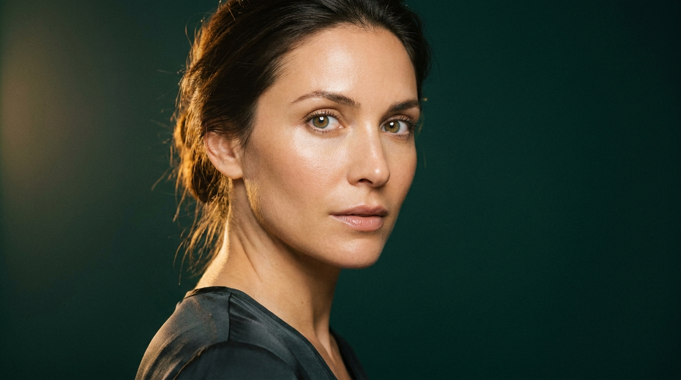 Femme au teint particulierement lumineux, grain de peau affine et eclat naturel