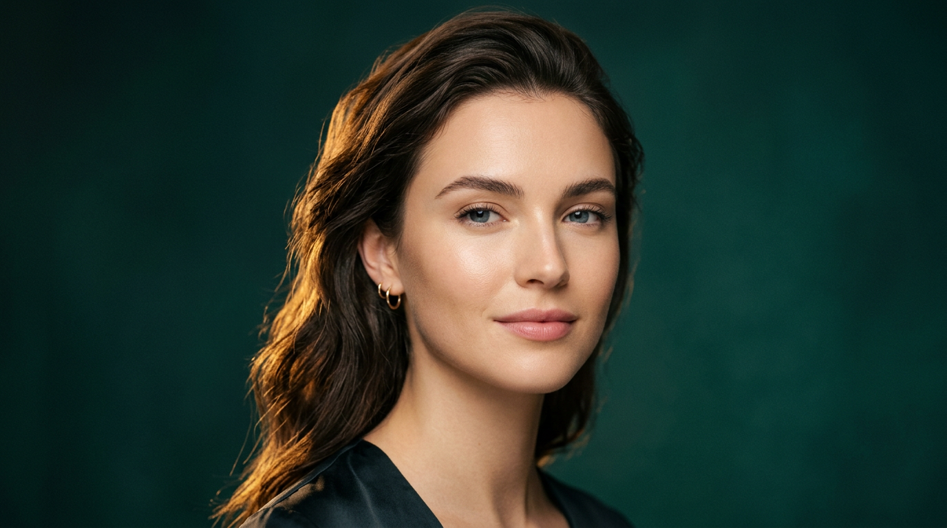 Jeune femme a la peau nette et reguliere, sans imperfection