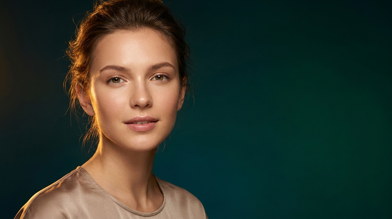 Jeune femme a la peau nette et reguliere, sans imperfection