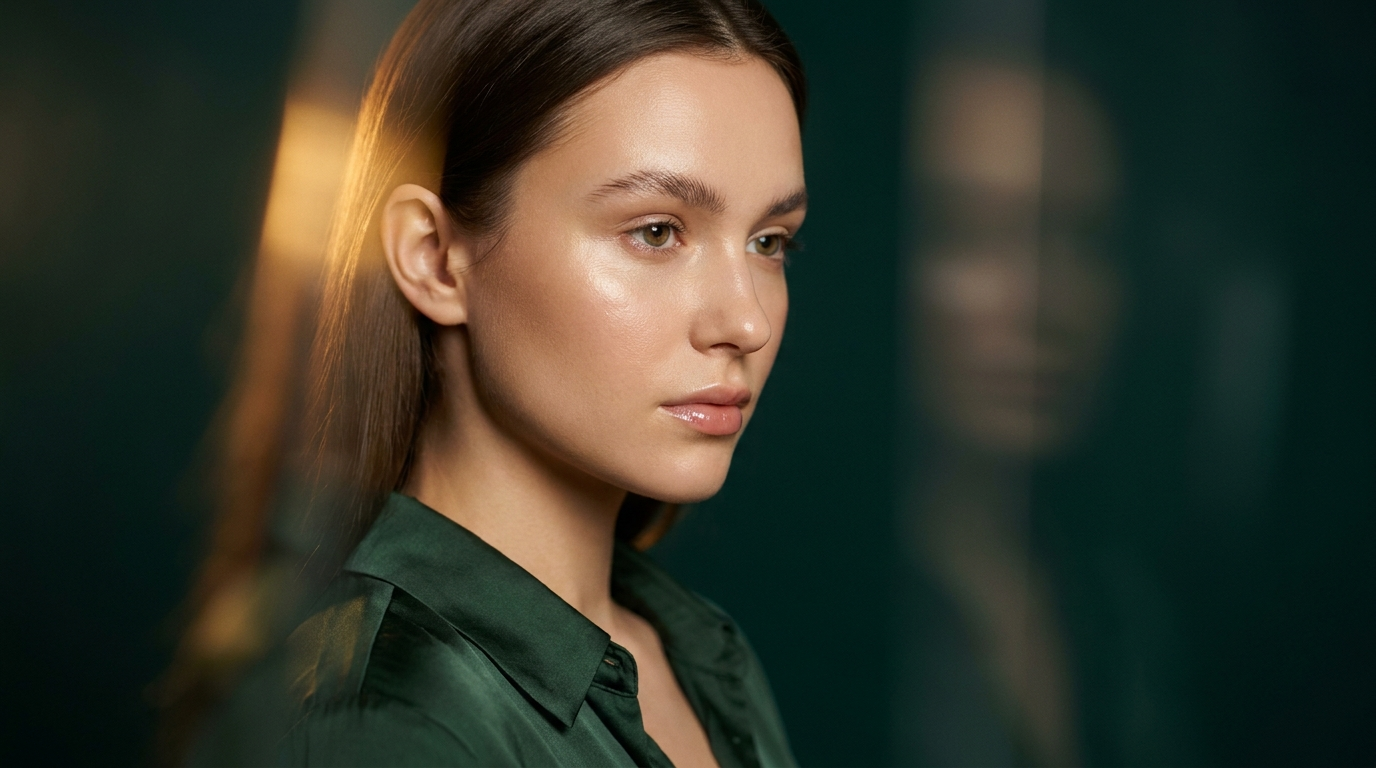 Femme a la peau lumineuse et au grain tres regulier