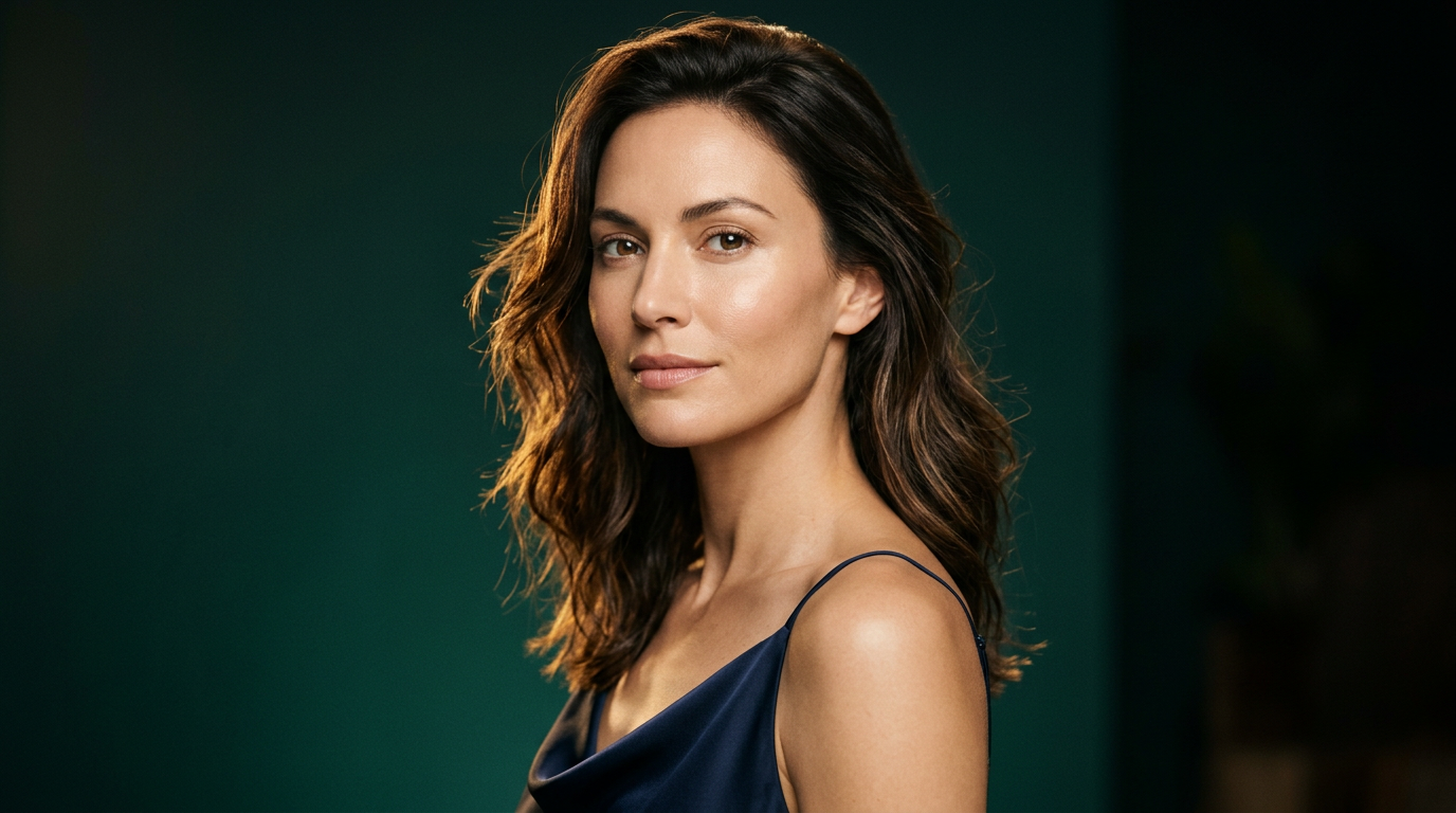 Femme au teint lumineux et au grain de peau regulier, eclat naturel