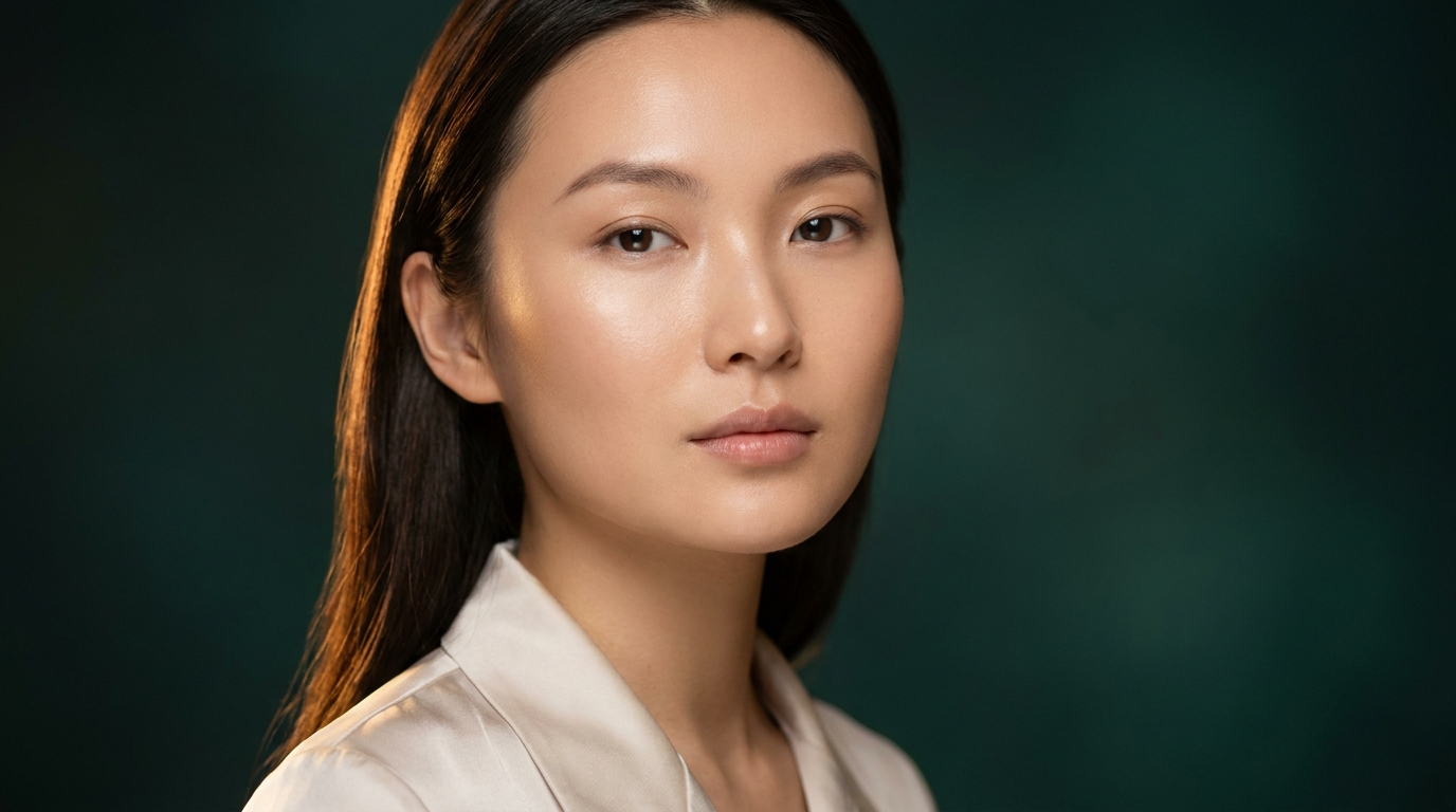 Femme au teint uniforme et a la texture reguliere, sans marque visible