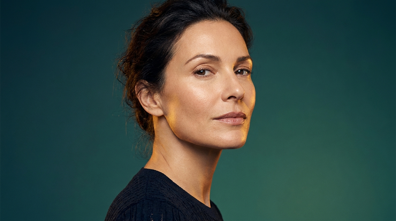 Portrait d'une femme à la peau ferme et souple, ovale du visage dessiné
