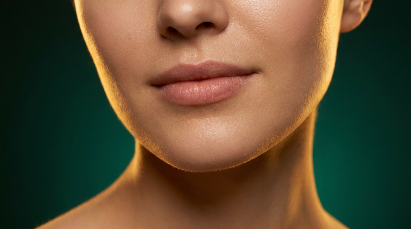 Femme au contour des levres lisse et hydrate, peau souple