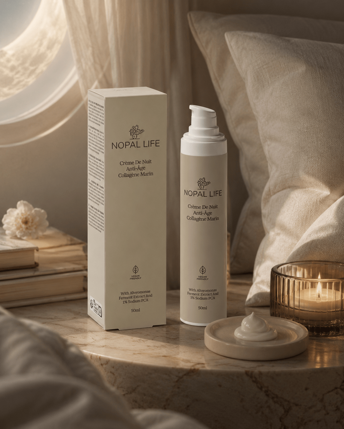 Creme nuit HA – Rides lissees et peau nourrie – Nopal Life