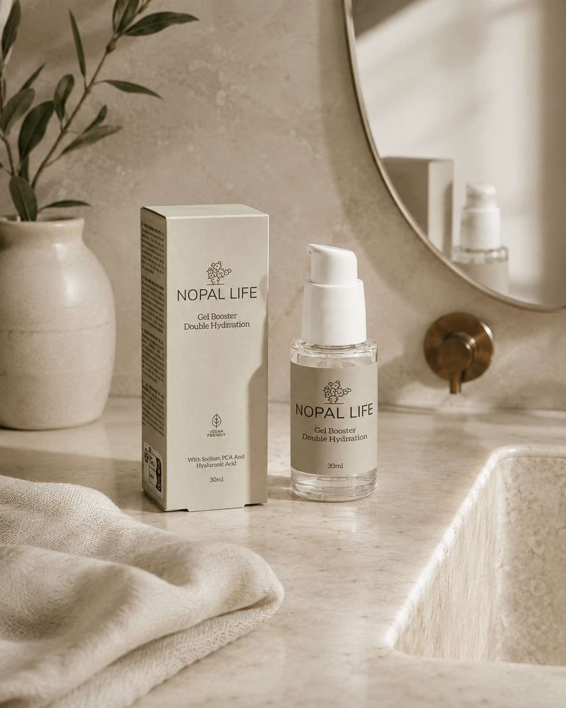 Gel hydratant repulpant – Vue detaillee flacon – Nopal Life