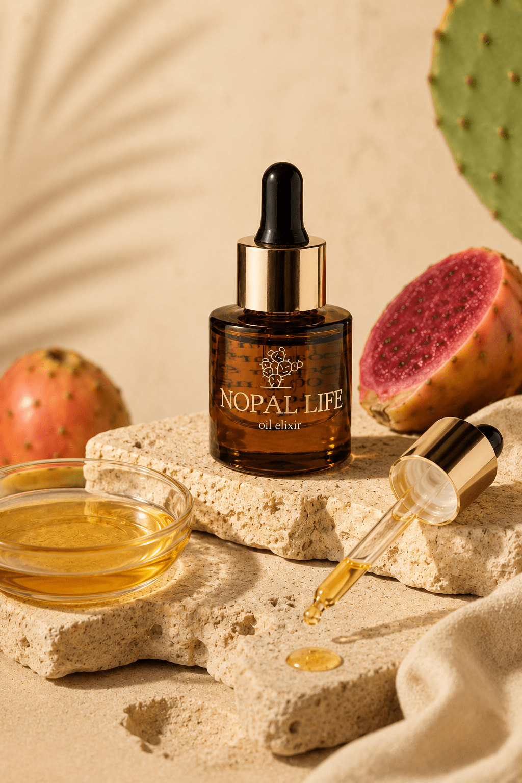 Huile de pepins figue de barbarie – Vue flacon ouvert – Nopal Life