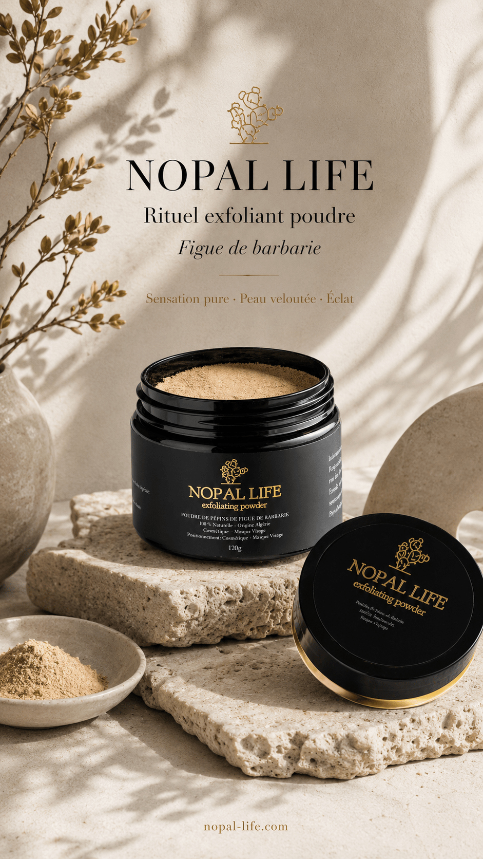 Application masque visage poudre figue de barbarie – Nopal Life