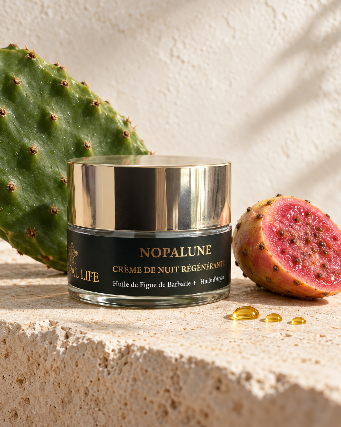 NOPALUNE crème de nuit – huile de figue de Barbarie et huile d'argan, les deux actifs – Nopal Life