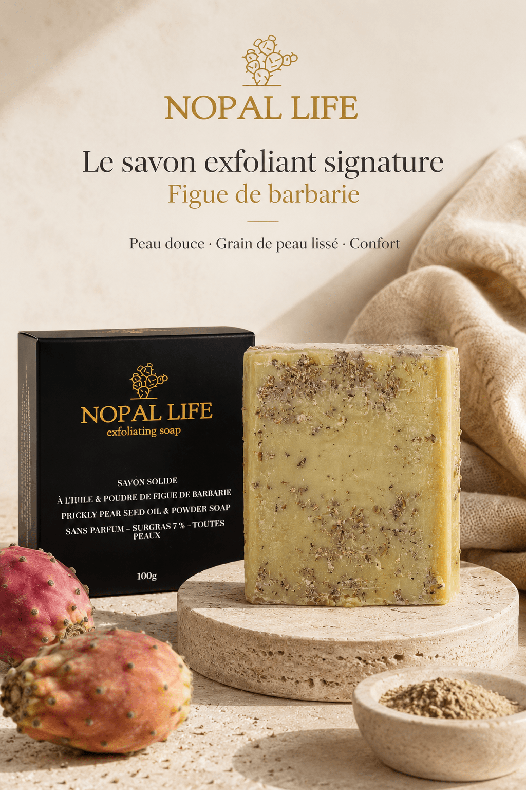 Savon figue de barbarie – Vue detaillee texture – Nopal Life