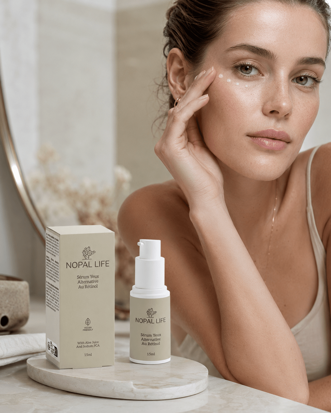 Application serum contour des yeux – Routine regard lumineux – Nopal Life